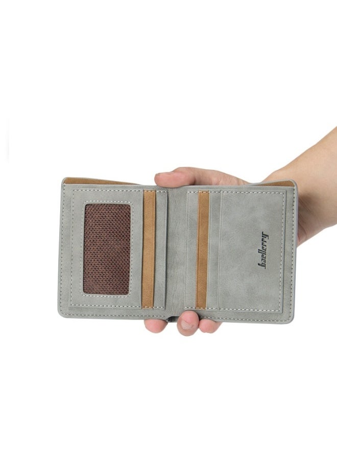 Men's Short Vintage Premium Matte Money Clip Two-fold Wallet Card Bag