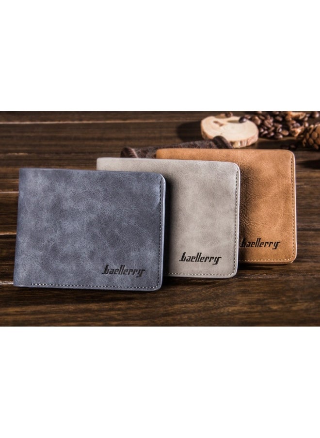 Men's Short Vintage Premium Matte Money Clip Two-fold Wallet Card Bag