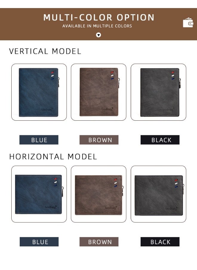 Men's Wallet Business Multi-function Short Wallet Zipper Multi-function Wallet for Men