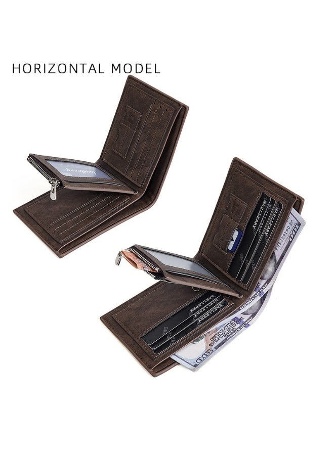 Men's Wallet Business Multi-function Short Wallet Zipper Multi-function Wallet for Men