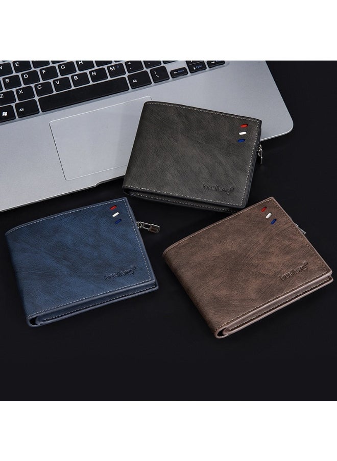 Men's Wallet Business Multi-function Short Wallet Zipper Multi-function Wallet for Men