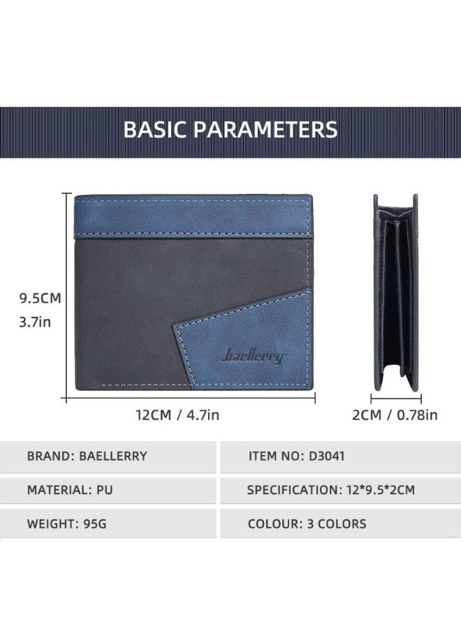 Men's Short Wallet Three Fold Anti-magnetic Anti-theft Brush Multi-card Wallet Business Coin Wallet