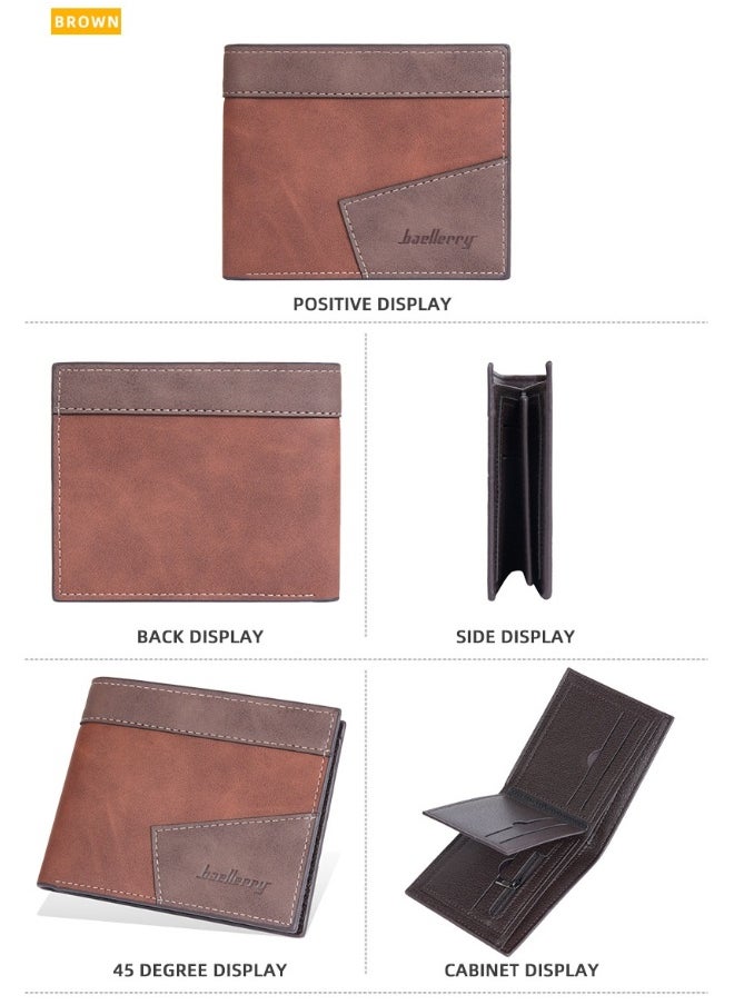 Men's Short Wallet Three Fold Anti-magnetic Anti-theft Brush Multi-card Wallet Business Coin Wallet