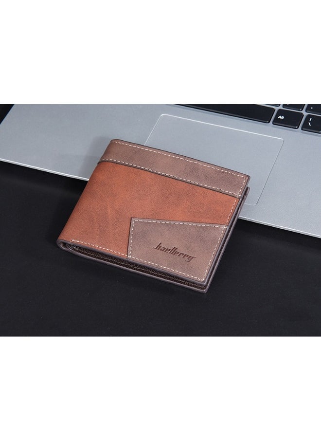 Men's Short Wallet Three Fold Anti-magnetic Anti-theft Brush Multi-card Wallet Business Coin Wallet
