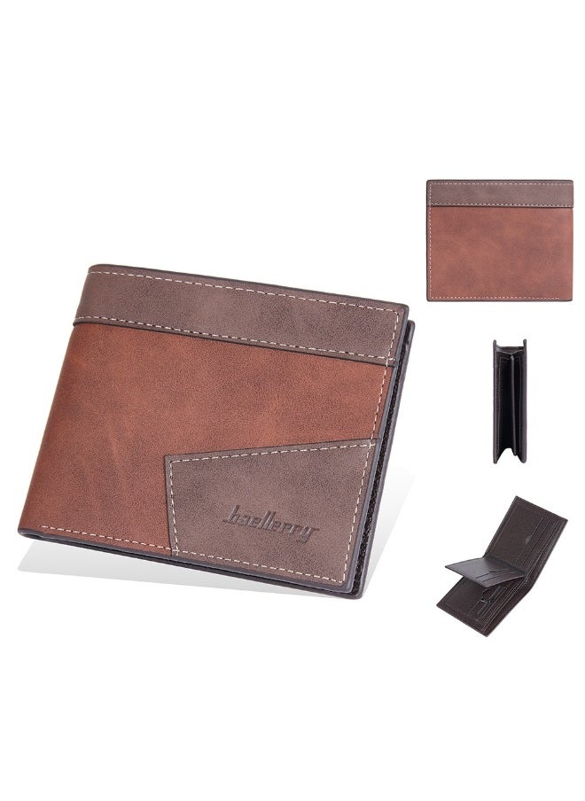 Men's Short Wallet Three Fold Anti-magnetic Anti-theft Brush Multi-card Wallet Business Coin Wallet