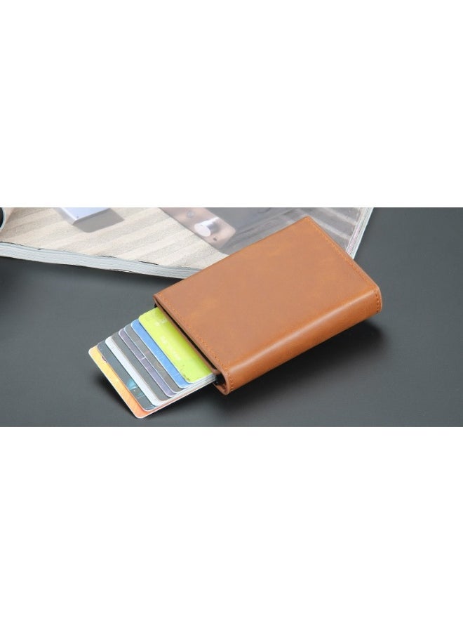 Men's Card Bag Business Leisure Anti-demagnetization Anti-theft Multi-card Automatic Card Jacket