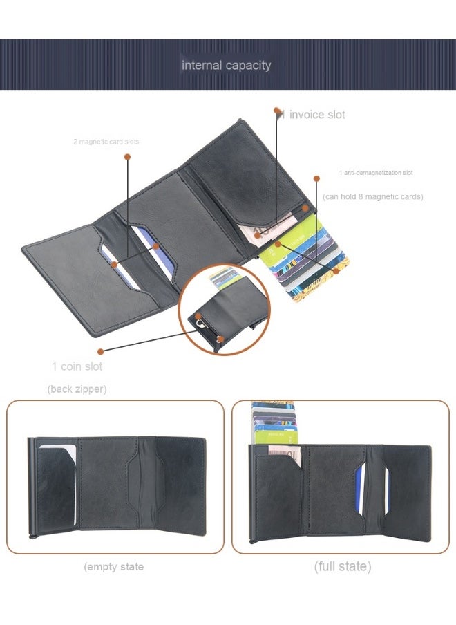 Men's Card Bag Business Leisure Anti-demagnetization Anti-theft Multi-card Automatic Card Jacket