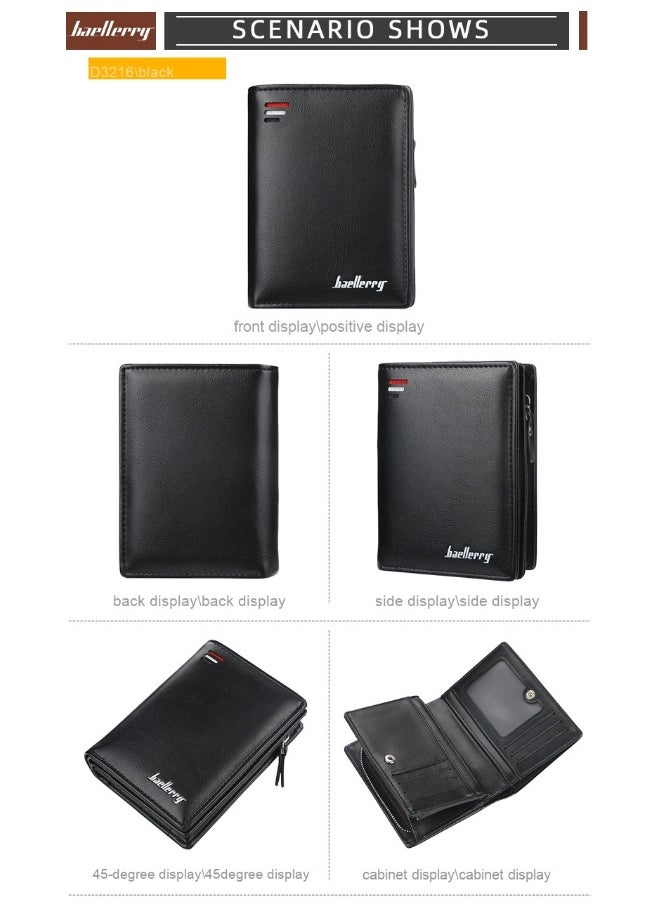 Men's Wllet Short Vertical Advanced Sense Multi Card Clip Zipper Large Capacity Coin Wallet
