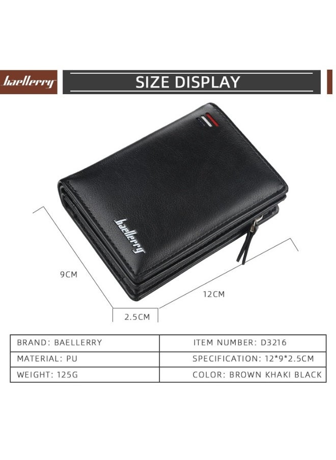 Men's Wllet Short Vertical Advanced Sense Multi Card Clip Zipper Large Capacity Coin Wallet