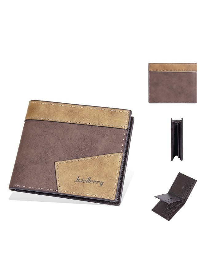 Men's Short Wallet Three Fold Anti-magnetic Anti-theft Brush Multi-card Wallet Business Coin Wallet