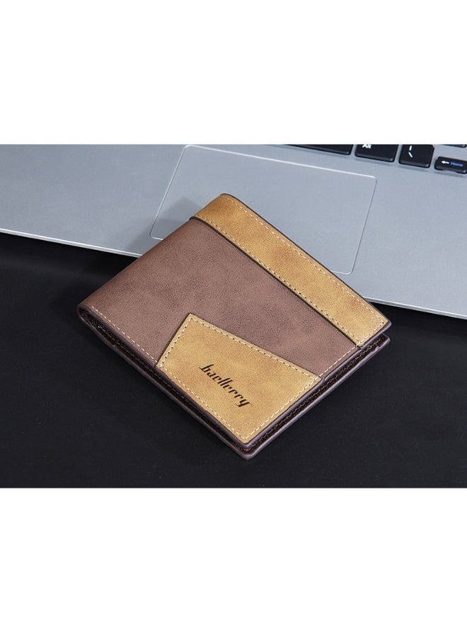 Men's Short Wallet Three Fold Anti-magnetic Anti-theft Brush Multi-card Wallet Business Coin Wallet
