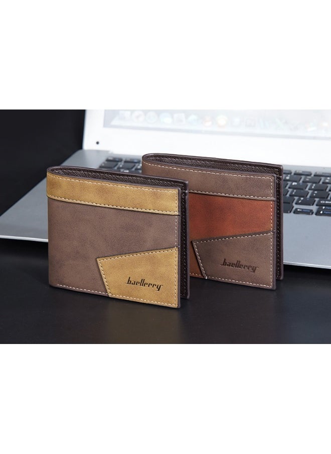 Men's Short Wallet Three Fold Anti-magnetic Anti-theft Brush Multi-card Wallet Business Coin Wallet