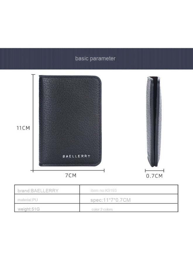 Men's Card Bag Thin Multi-card Short Wallet Lychee Print Soft Pickup Card Holder