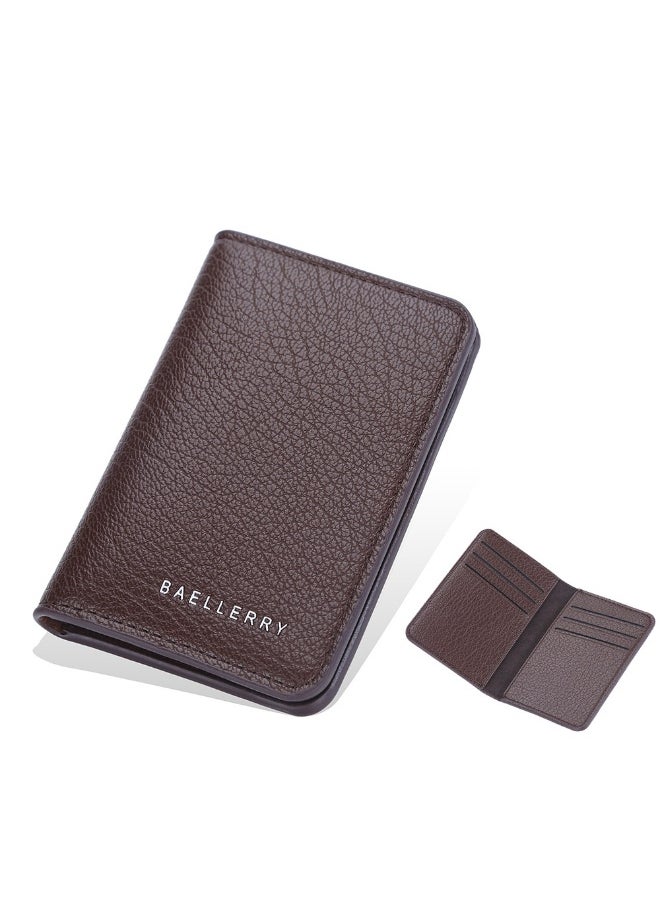 Men's Card Bag Thin Multi-card Short Wallet Lychee Print Soft Pickup Card Holder