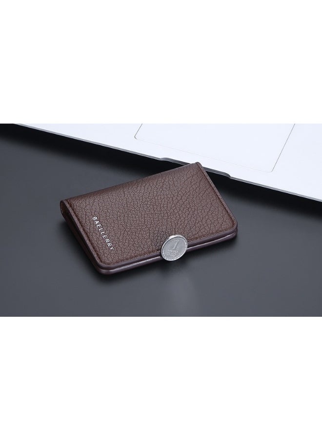 Men's Card Bag Thin Multi-card Short Wallet Lychee Print Soft Pickup Card Holder