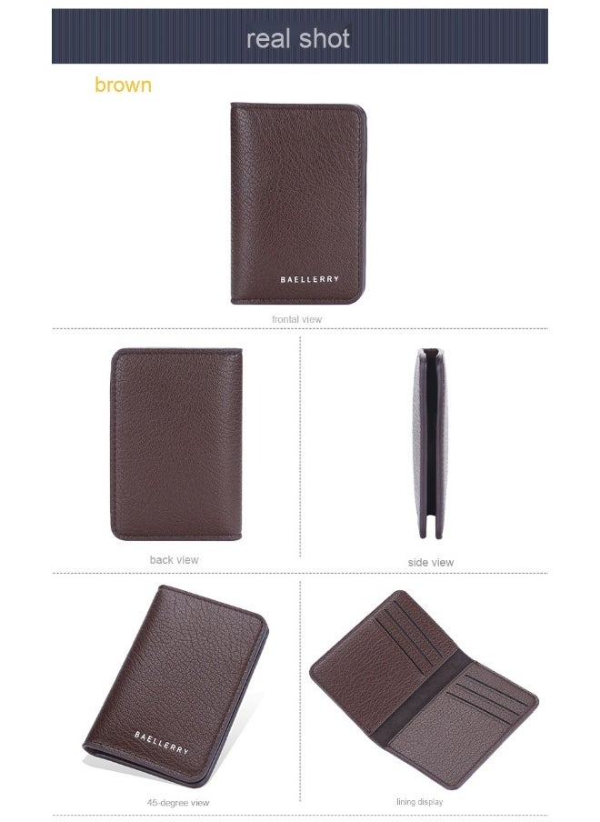 Men's Card Bag Thin Multi-card Short Wallet Lychee Print Soft Pickup Card Holder
