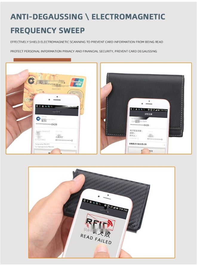 Men's Card Bag Card Sleeve Anti-degaussing RFID Wutomatic Card Men's Bank Card Clip Wallet