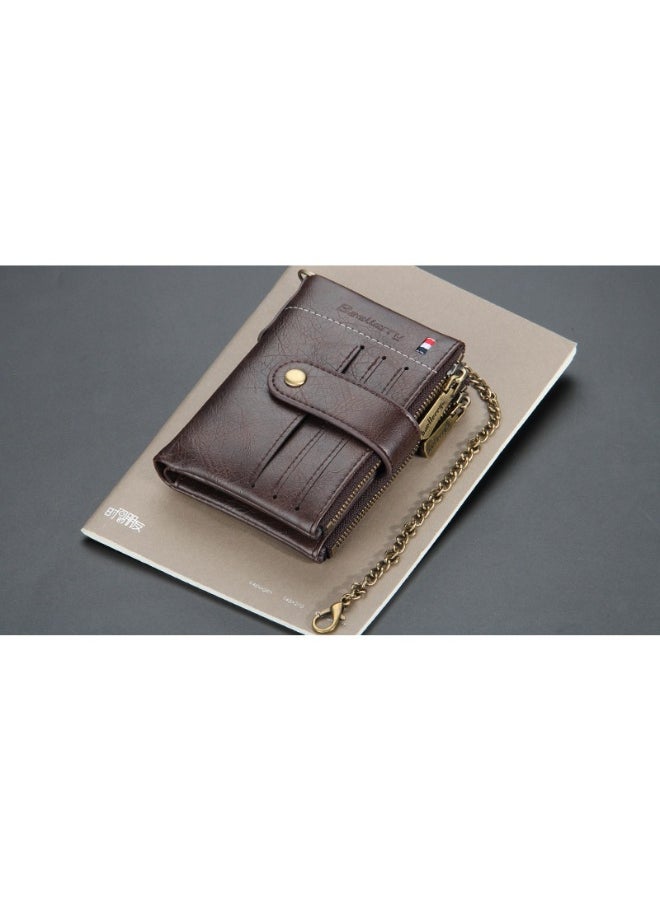 Men's Wallet Eu-America Double Zipper Buckle Coin Wallet Vertical Retro Zipper Wallet