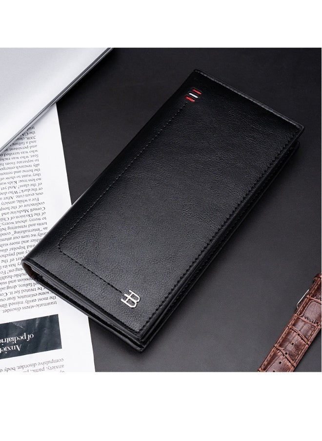 Men's Wallet Long Multi-slot Zipper Simple Money Clip Anti-theft Brush Holder Bag
