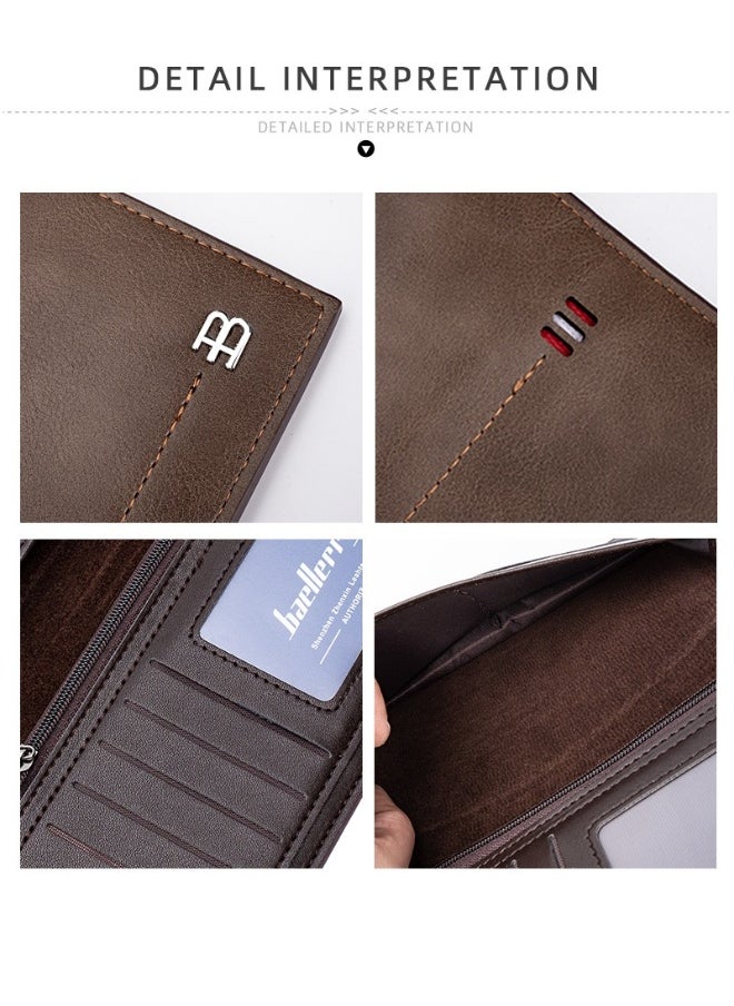 Men's Wallet Long Multi-slot Zipper Simple Money Clip Anti-theft Brush Holder Bag