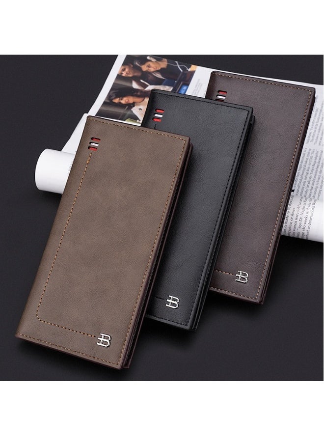Men's Wallet Long Multi-slot Zipper Simple Money Clip Anti-theft Brush Holder Bag