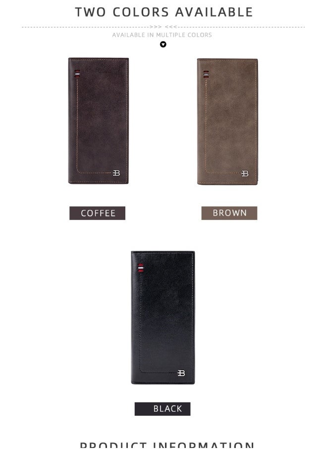 Men's Wallet Long Multi-slot Zipper Simple Money Clip Anti-theft Brush Holder Bag