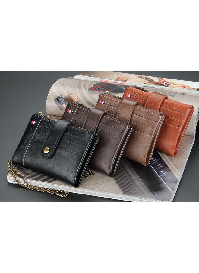 Men's Wallet Eu-America Double Zipper Buckle Coin Wallet Vertical Retro Zipper Wallet