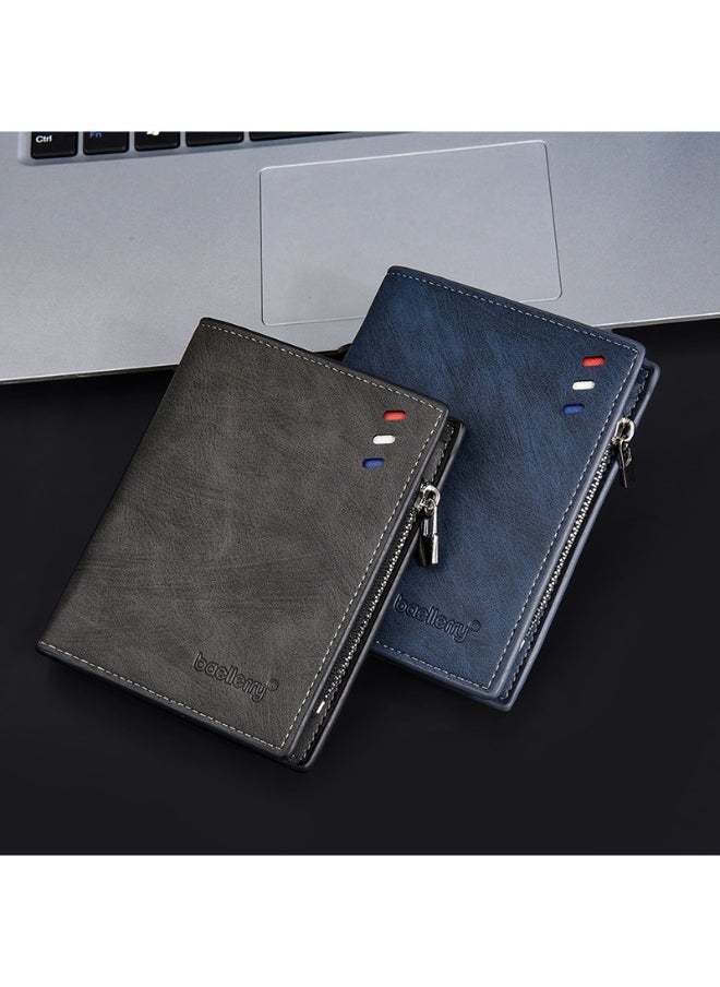 Men's Wallet Business Multi-function Short Wallet Zipper Multi-function Wallet for Men