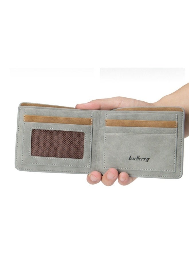 Men's Short Vintage Premium Matte Money Clip Two-fold Wallet Card Bag