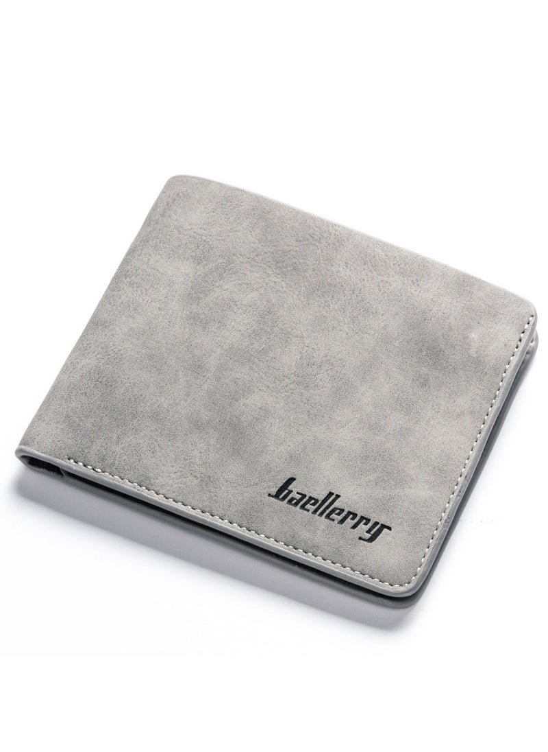 Men's Short Vintage Premium Matte Money Clip Two-fold Wallet Card Bag