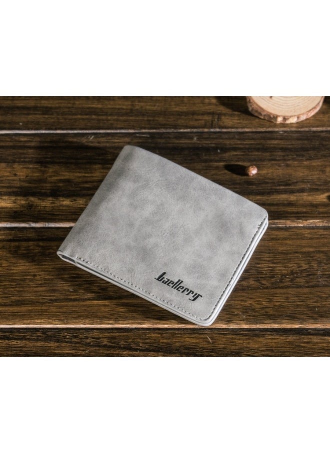 Men's Short Vintage Premium Matte Money Clip Two-fold Wallet Card Bag
