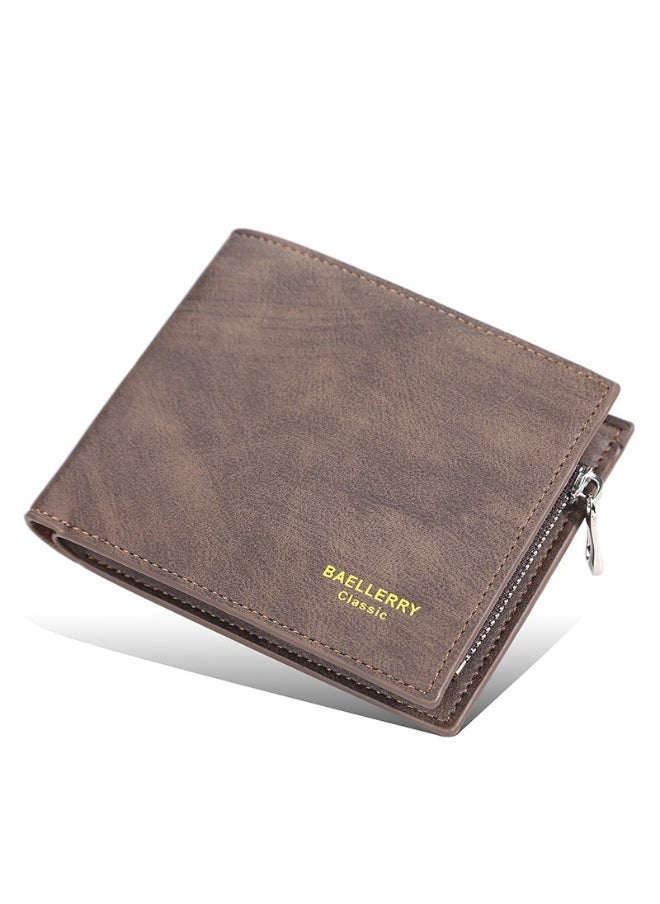 Short Men's Money Wallet Stylish Youth Zipper Coin Wallet Horizontal Leather Ticket Wallet