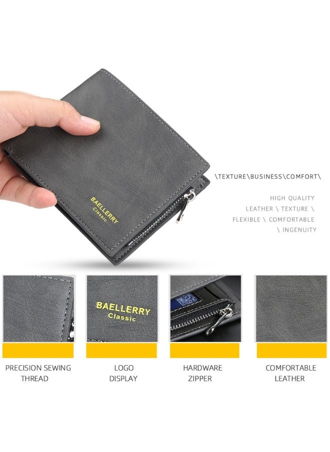 Short Men's Money Wallet Stylish Youth Zipper Coin Wallet Horizontal Leather Ticket Wallet