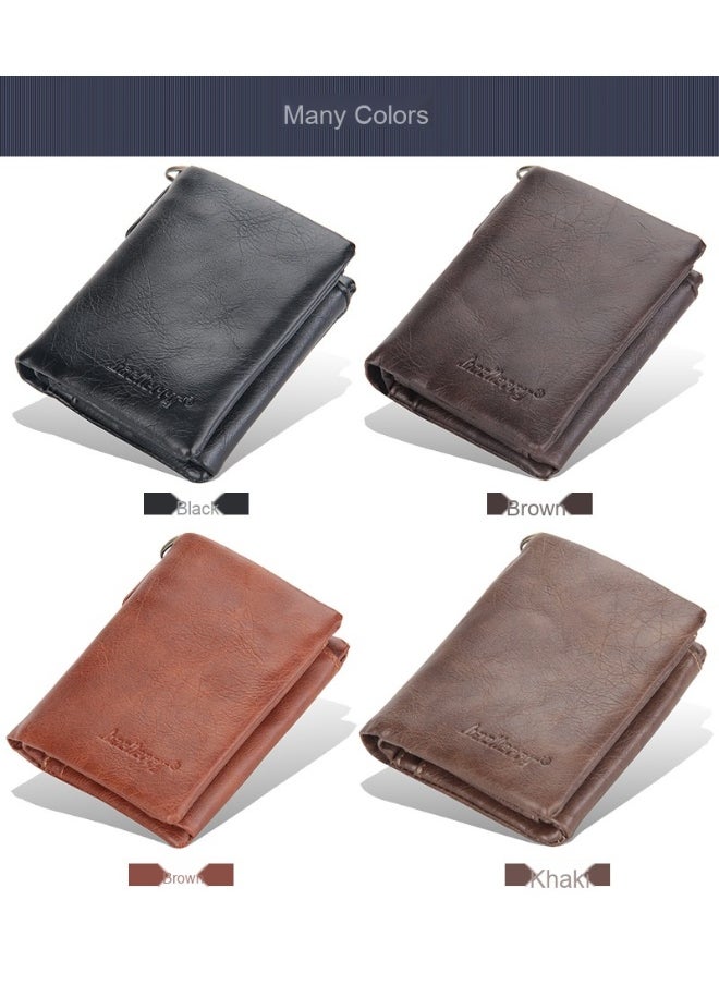 Men's Wallet Retro Chain Vertical Money Clip Large Capacity Multi-card Change Card Bag