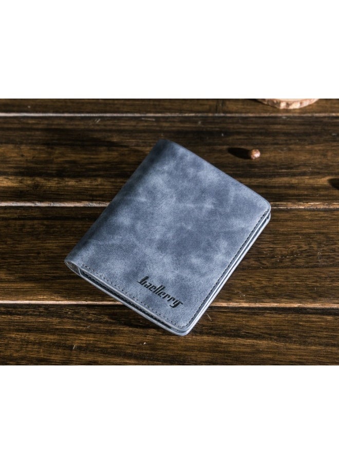 Men's Short Vintage Premium Matte Money Clip Two-fold Wallet Card Bag