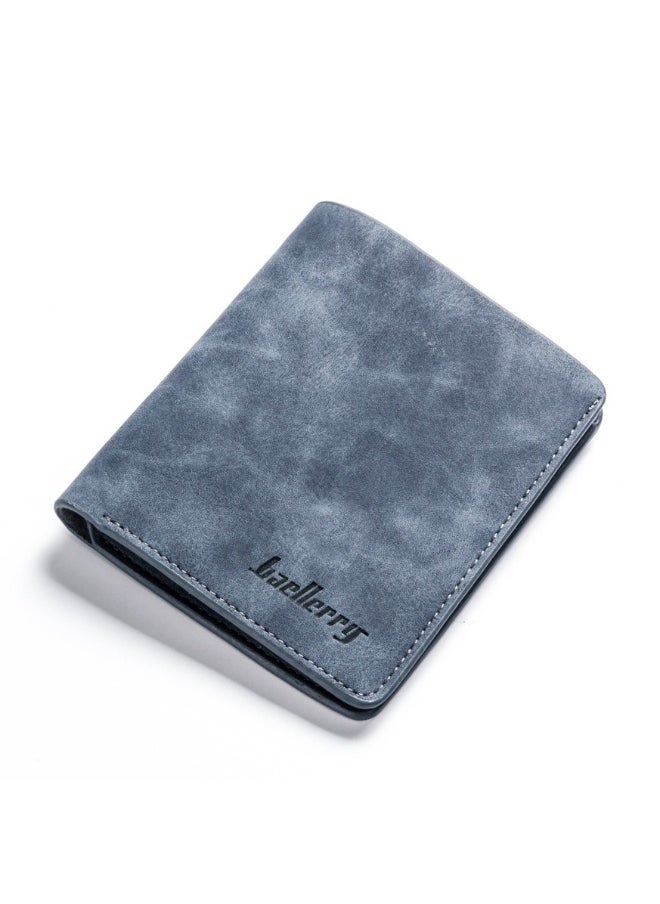 Men's Short Vintage Premium Matte Money Clip Two-fold Wallet Card Bag