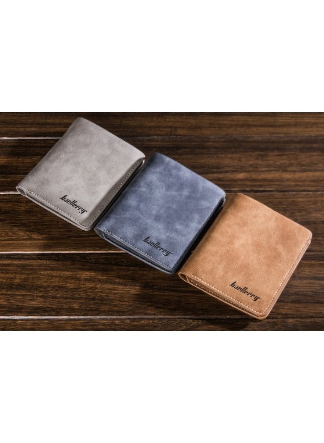 Men's Short Vintage Premium Matte Money Clip Two-fold Wallet Card Bag