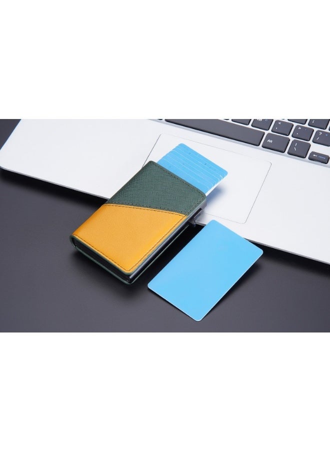 Men's Color Card Bag Side Push RFID Aluminum Box Card Holder Anti-magnetic Anti-theft Brush Bank Card Sleeve