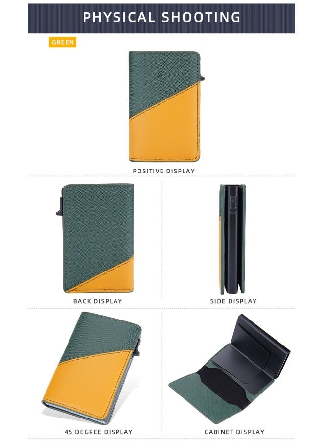 Men's Color Card Bag Side Push RFID Aluminum Box Card Holder Anti-magnetic Anti-theft Brush Bank Card Sleeve
