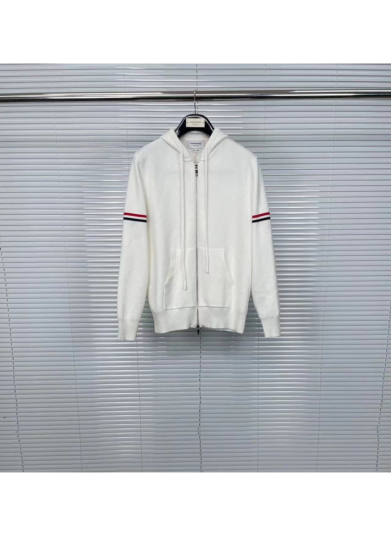 TB Tom Autumn/Winter New Double Sleeve Knit Hooded Zipper Jacket Men Womens Casual Jacket Factory Direct Navy blue