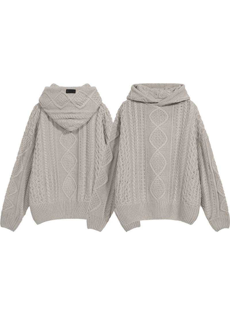 FOG ESSENTIALS Knit Hoodie Unisex Oversize Elephant White