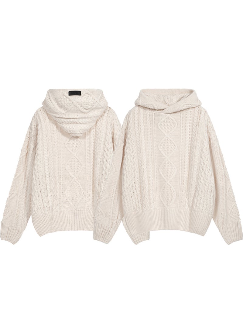FOG ESSENTIALS Knit Hoodie Unisex Oversize Beige