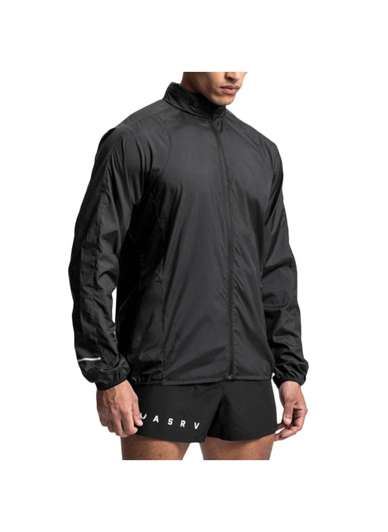 Mens Hooded Sweatshirt Korean Casual Zip Jacket Black light plate