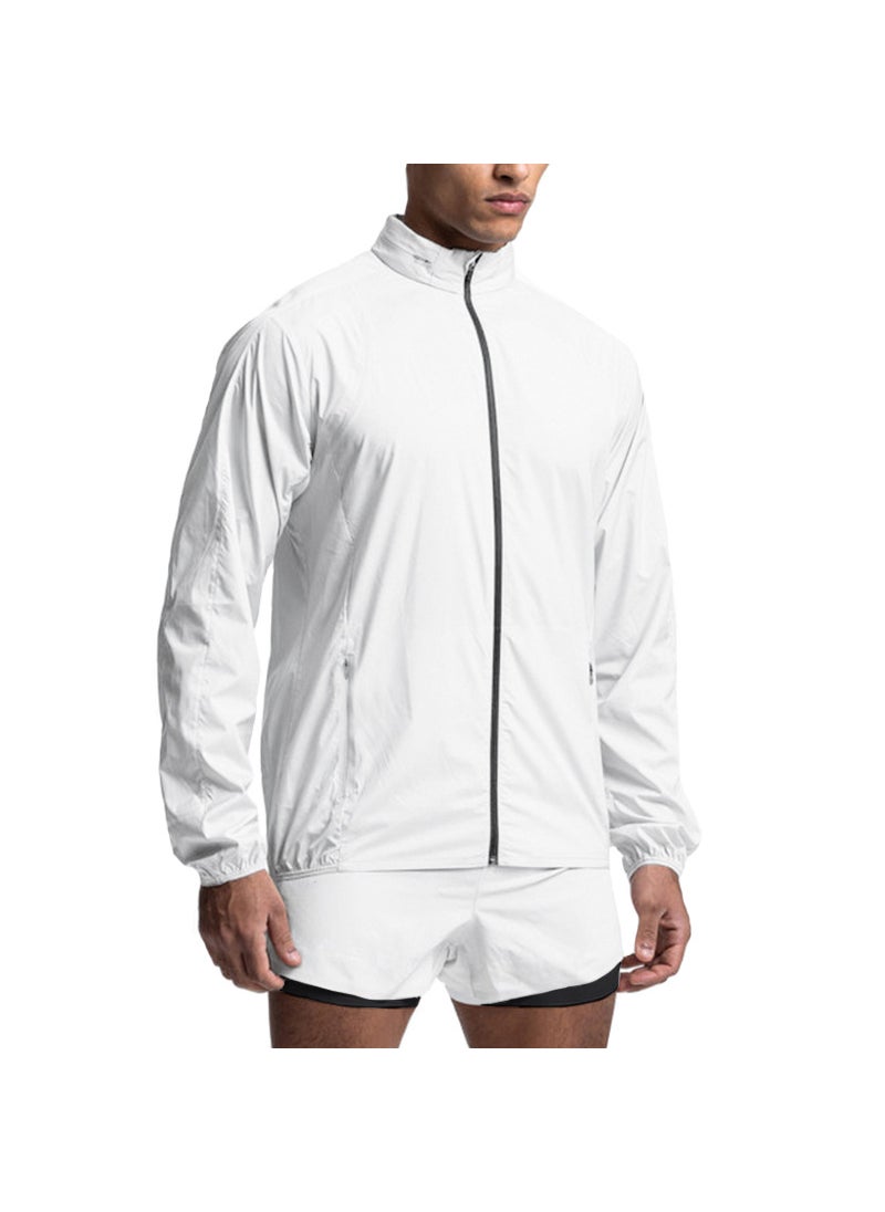 Mens Hooded Sweatshirt Korean Casual Zip Jacket White light plate