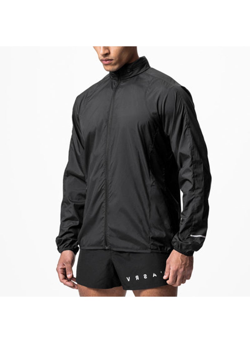 Mens Hooded Sweatshirt Korean Casual Zip Jacket Black