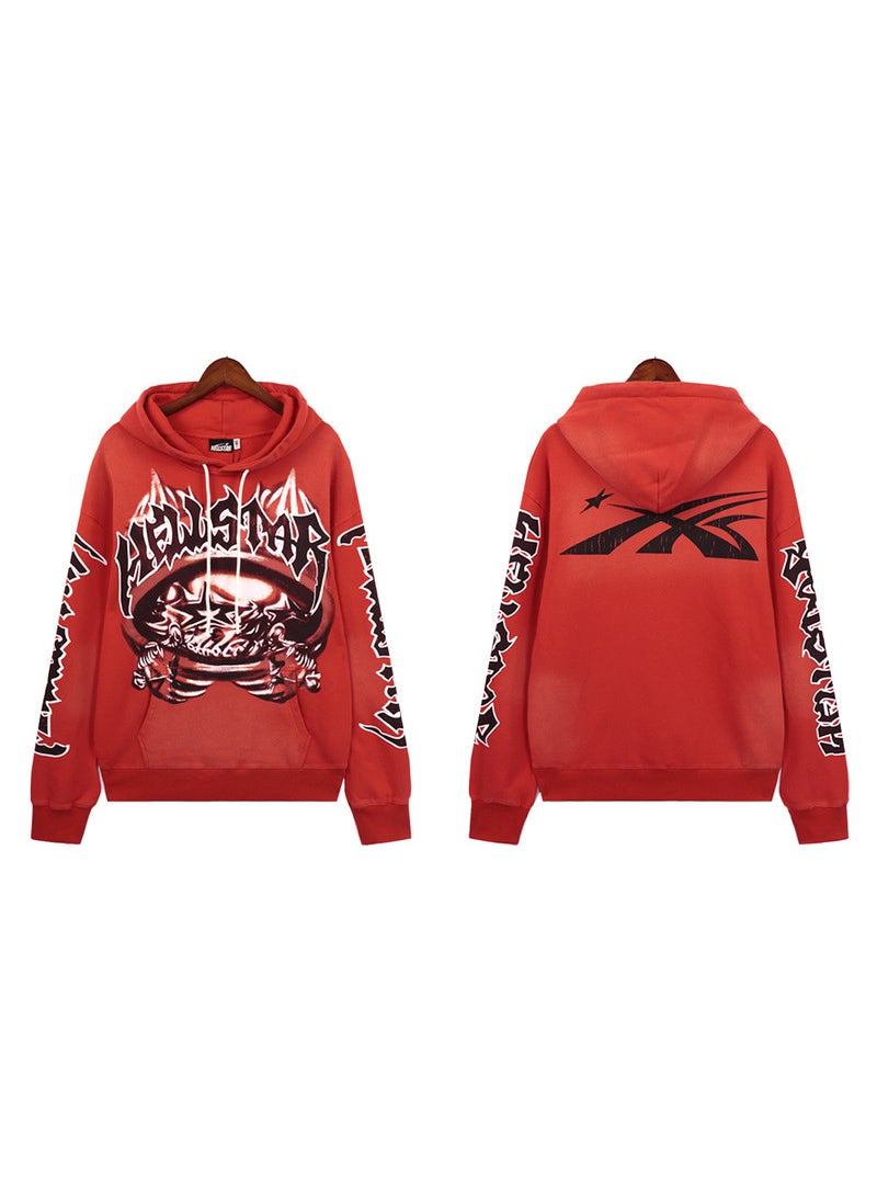2024 Autumn Winter Vintage Hoodie Unisex Bra5665 red