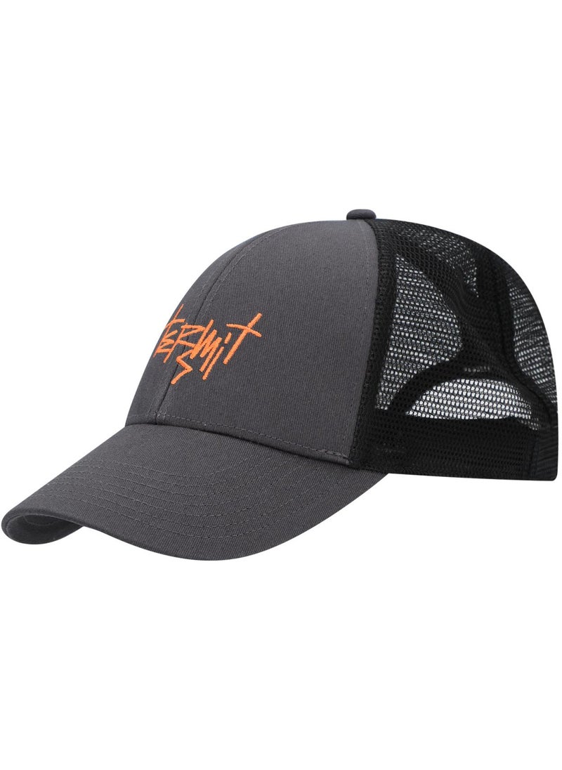 Termit Grey/Black Baseball Cap for Kids – One Size Summer Hat with Embroidery, Breathable Cotton Front & Mesh Back, Stylish Cap for Active Days