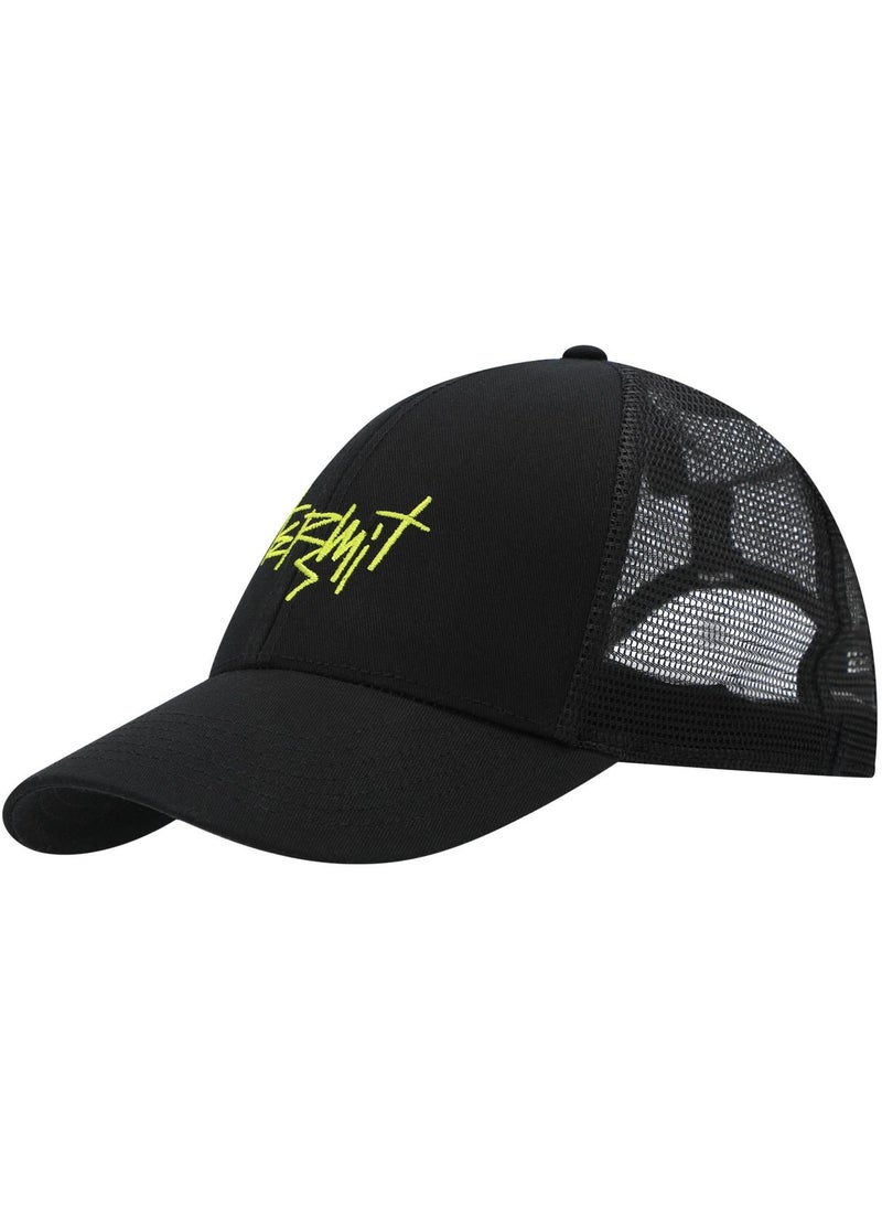 Termit Black Baseball Cap for Kids – One Size Adjustable Hat with Embroidery, Cotton Front & Mesh Back, Breathable Summer Cap for Sports & Travel