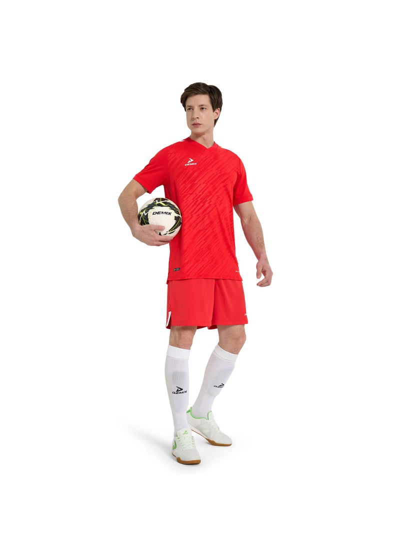 Men's Soccer Shorts Ultimate Sho Red, Demix, MOVI Wick Moisture-Wicking Technology, Adjustable Waistband, Comfortable and Durable for Football Training and Matches