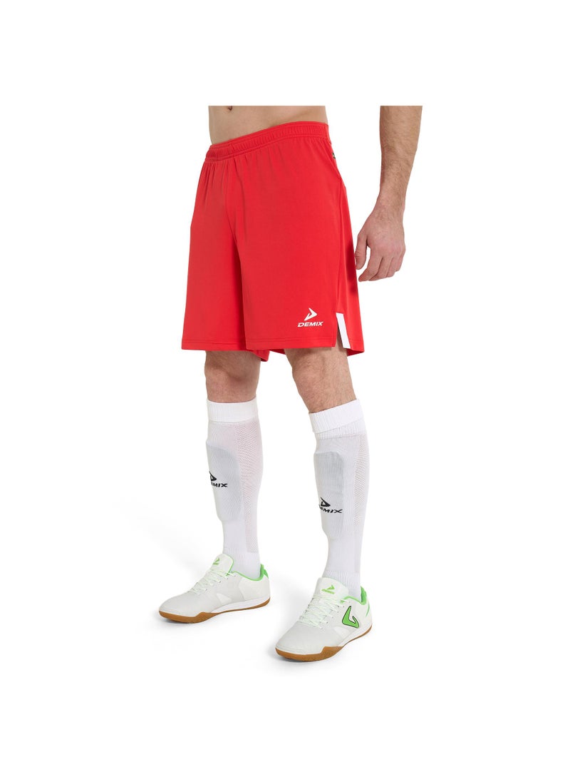 Men's Soccer Shorts Ultimate Sho Red, Demix, MOVI Wick Moisture-Wicking Technology, Adjustable Waistband, Comfortable and Durable for Football Training and Matches